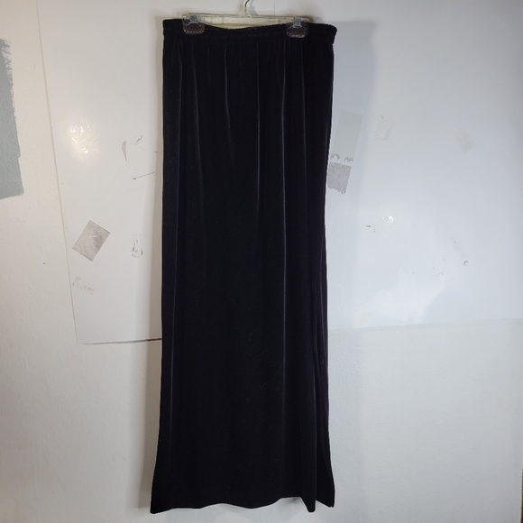 Holiday Alex Evenings Maxi Velvet/velour Black Skirt Size Petite Large - Picture 1 of 8